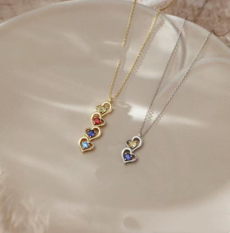 European And American 12 Birthstone Heart-Linked Zircon Necklace