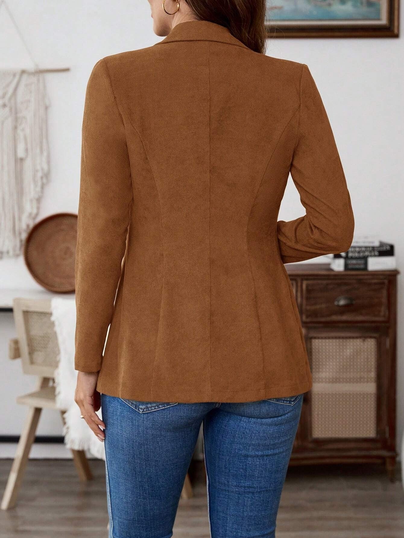 Lapel Long Sleeve Single-breasted Leisure Suit Coat