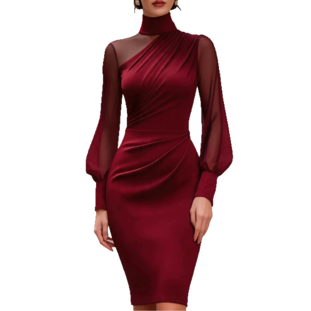 Turtleneck Slim-fit Sheath Dress