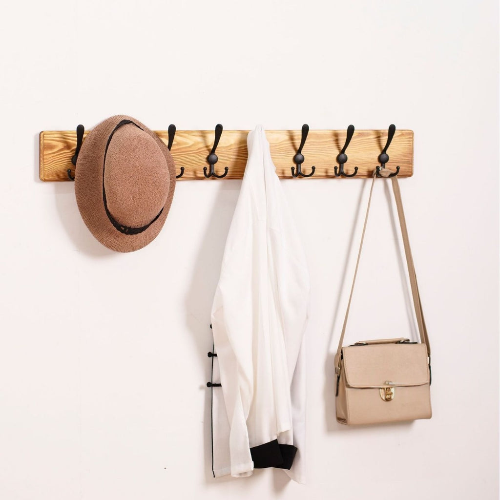 Household Hooks Wooden Shelving Unit
