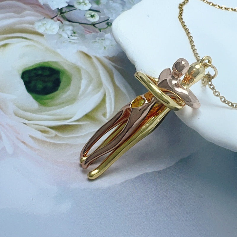 Double Embrace Couple Necklace Pendant For Men And Women