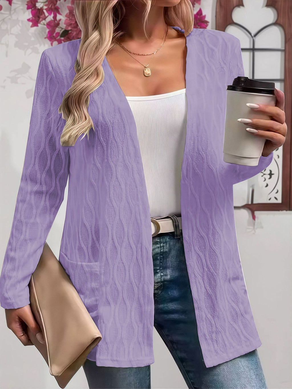 Hollow-out Plus-size Womens Long-sleeve Top