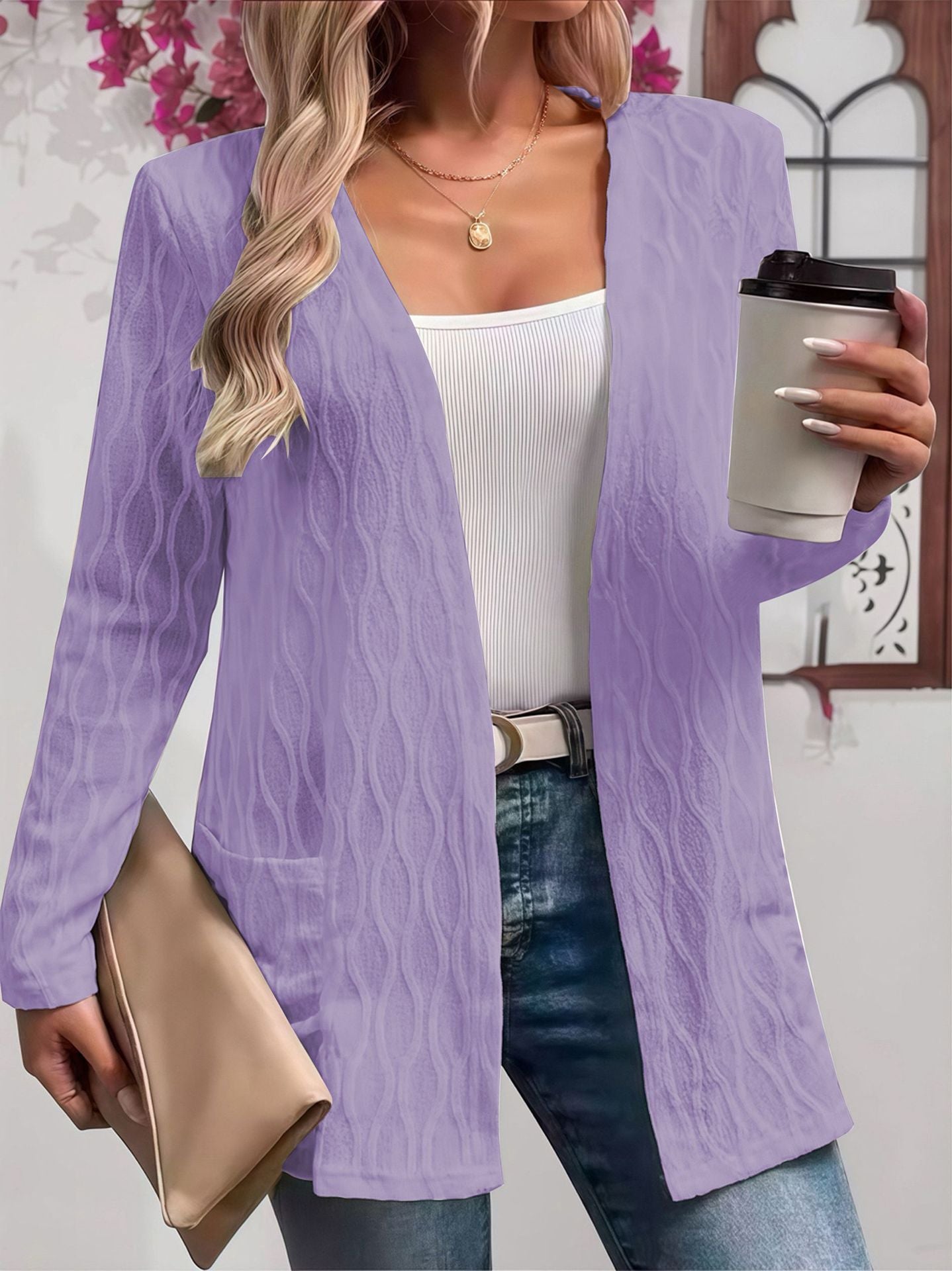 Hollow-out Plus-size Womens Long-sleeve Top