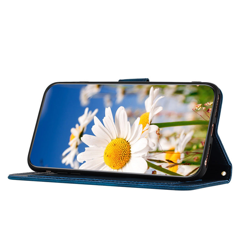 Small Floral Flip Leather Case Lanyard Phone Case