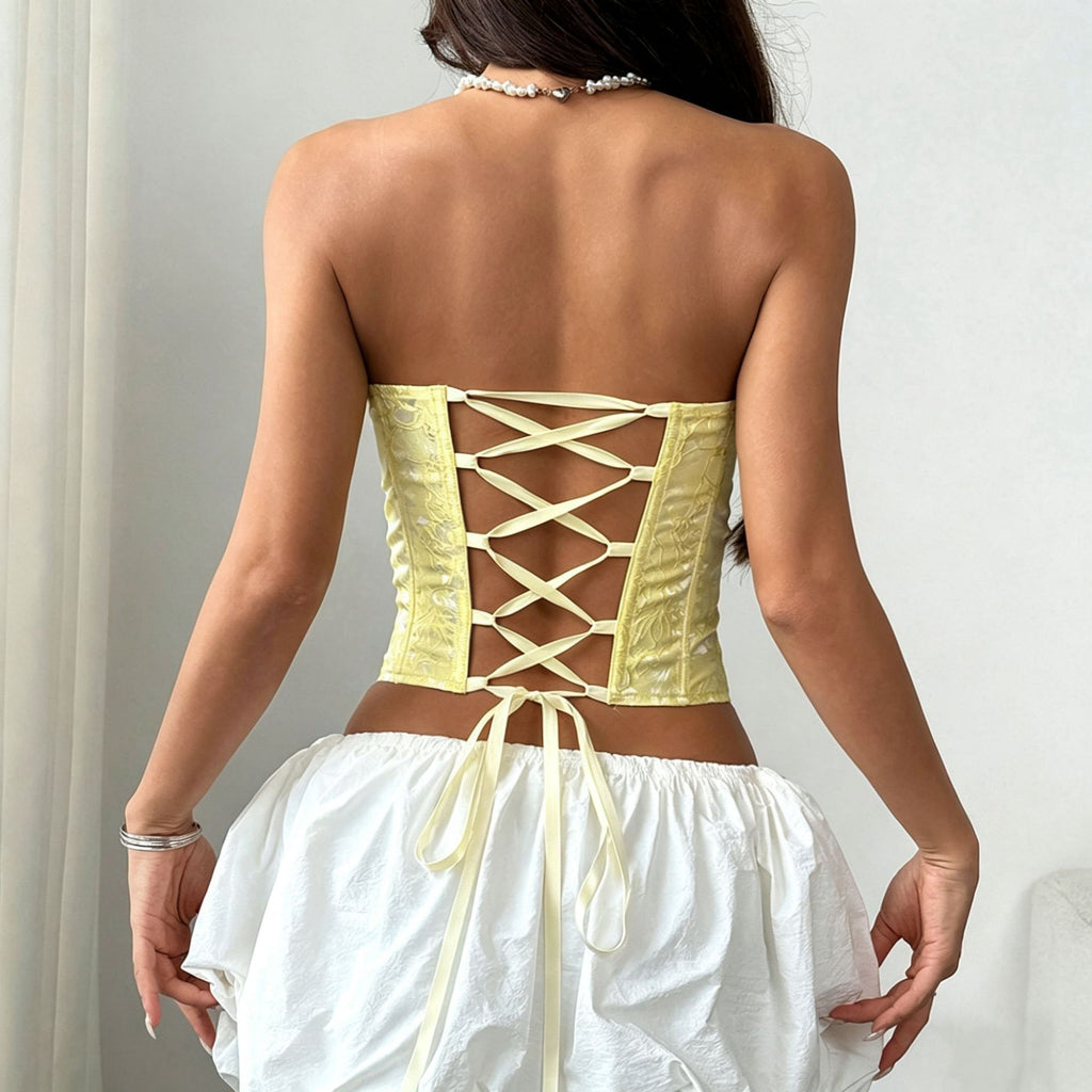 Underwire Fishbone Strap Bandeau Top For Women