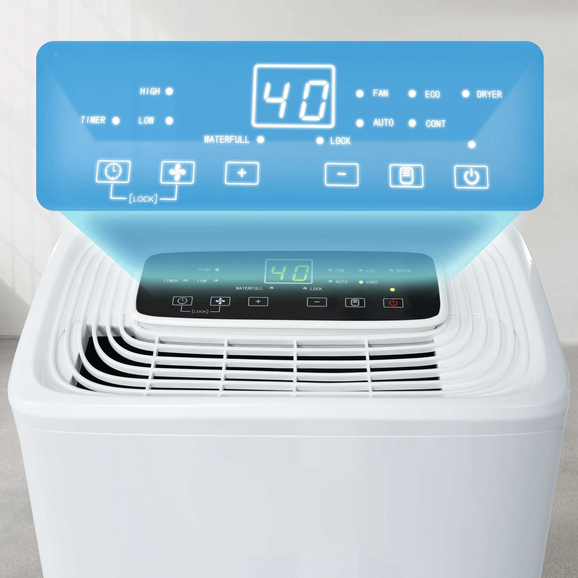12L Day Dehumidifier For 3-in-1 Dehumidifier, Air Purifier, And Laundry Dryer 1.5L Water Tank, 24-Hour Timer, Mold And Moisture Resistant LED Display.