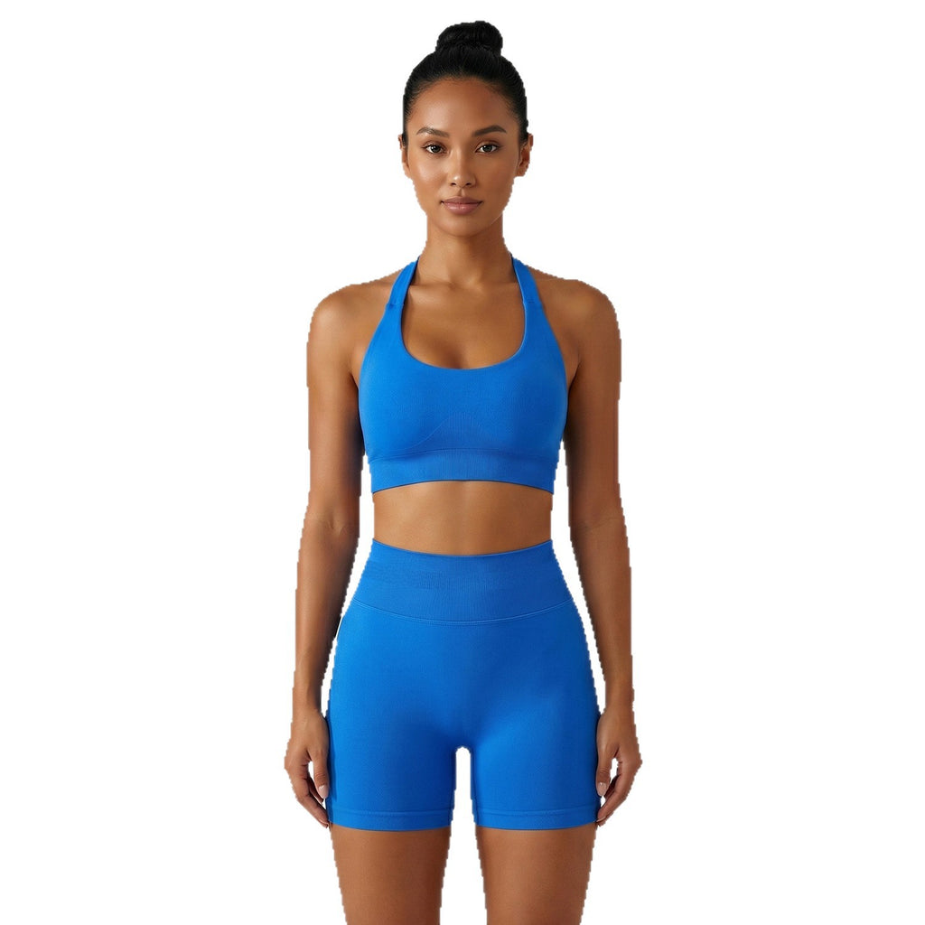 Halter-style Sports Bra And Shorts Set For Women