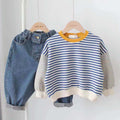Boy Contrast-color Stitching Sweatshirt Stripes