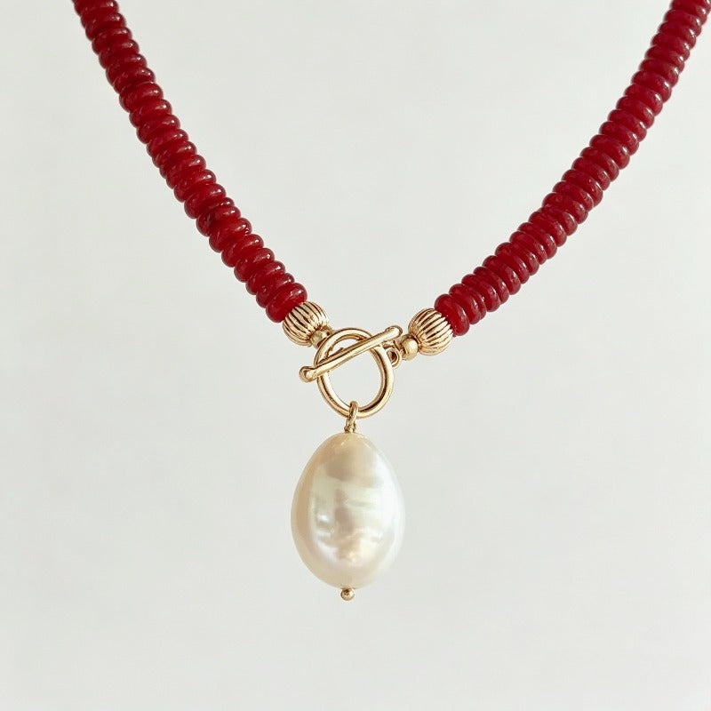 New Chinese-style Retro Red Bead Necklace For Women
