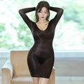Skinny High-stretch Oily Dress With Long Sleeves