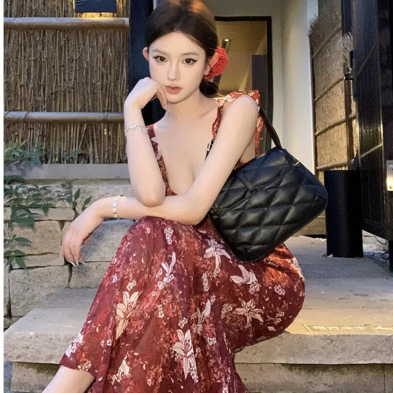 Summers New Slimming Flounce Maxi Dress
