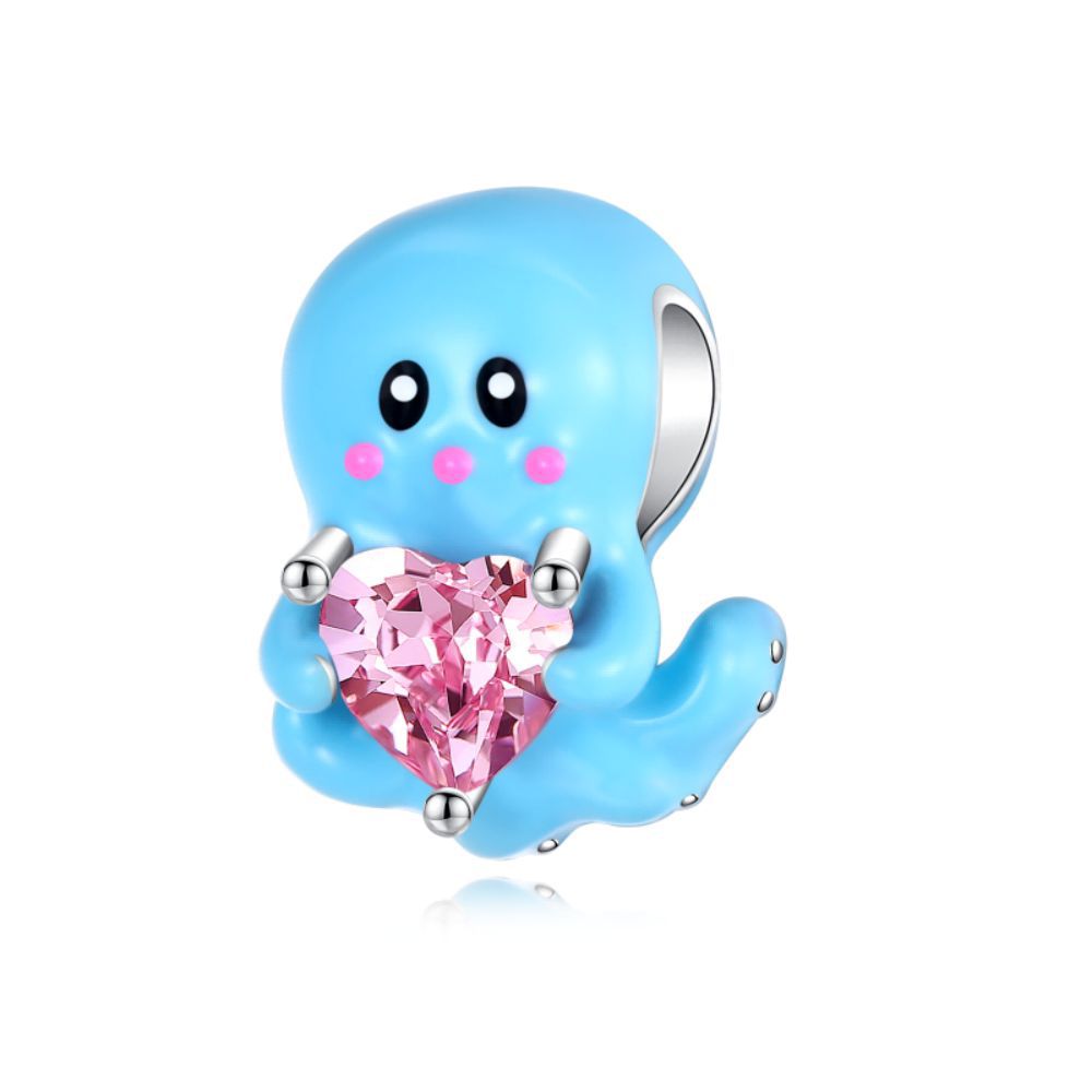 Blue Dripping-Oil Zircon Cute Animal Bead Pendant