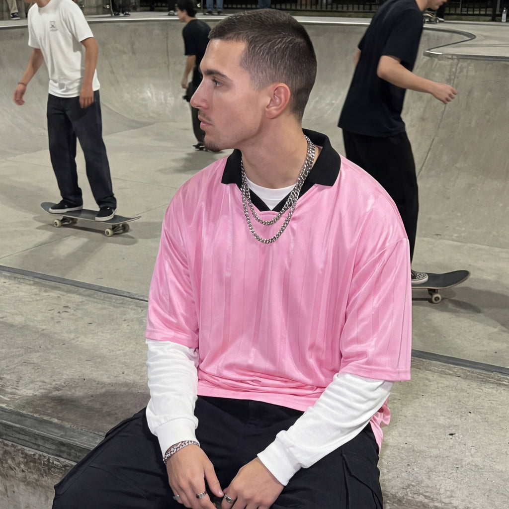 Contrast-collar Jersey Mens Short-sleeve Sports Top