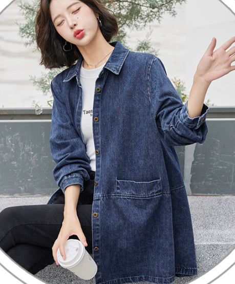 Casual Trench Coat Springautumn Mid-length Loose Fit Plus Size