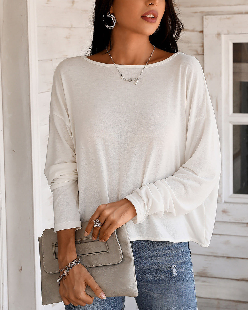 Decorative Long-sleeve Sun-protection Versatile T-shirt