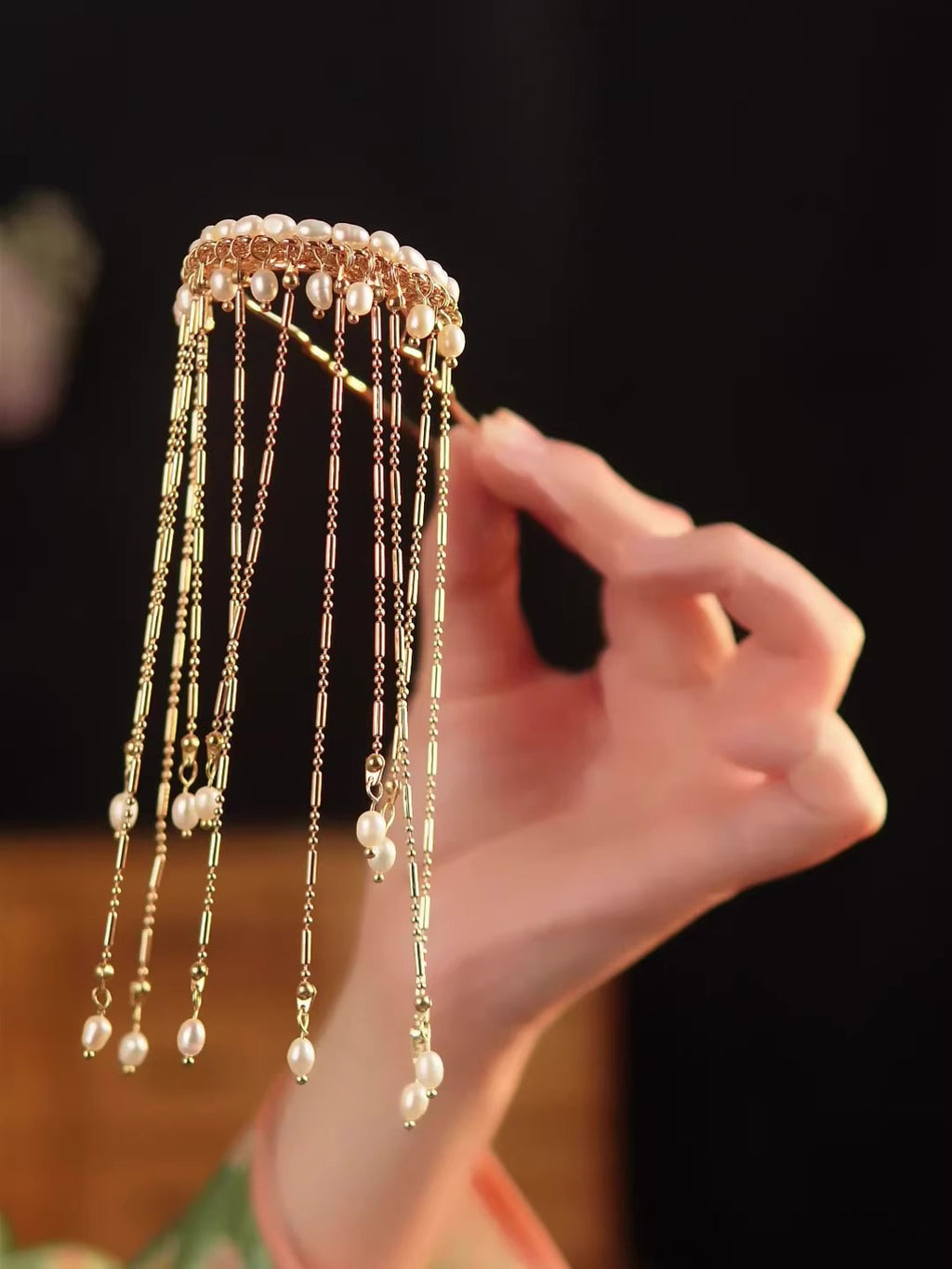 U-shaped Hairpin With Glazed Peony Design For Updo Hairstyles