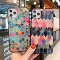 Retro Diamond Plaid Phone Case Gold Foil Epoxy