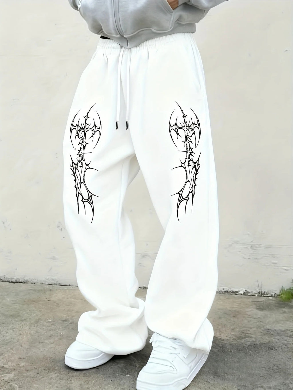 Loose-fit Pants With Dark Gothic Prints Unisex
