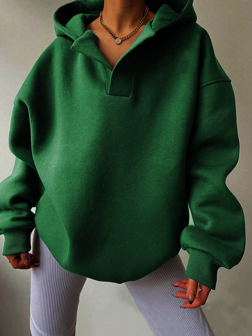 Women's Solid Color Hoodies Long Sleeve Hooded Solid Color Loose Sweater