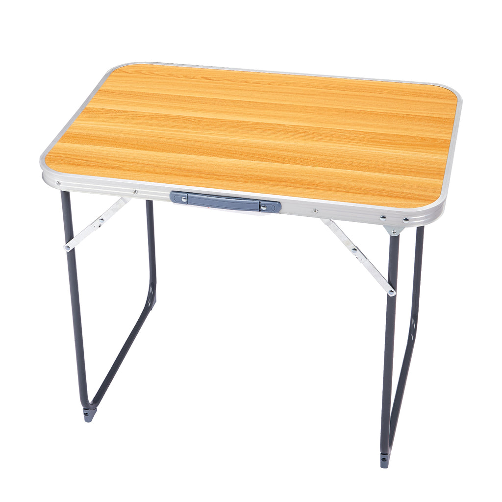 2.3ft Portable Aluminum Folding Table, Indoor & Outdoor Lightweight Picnic Camping Desk, Wood Grain Foldable Table With Carry Handle