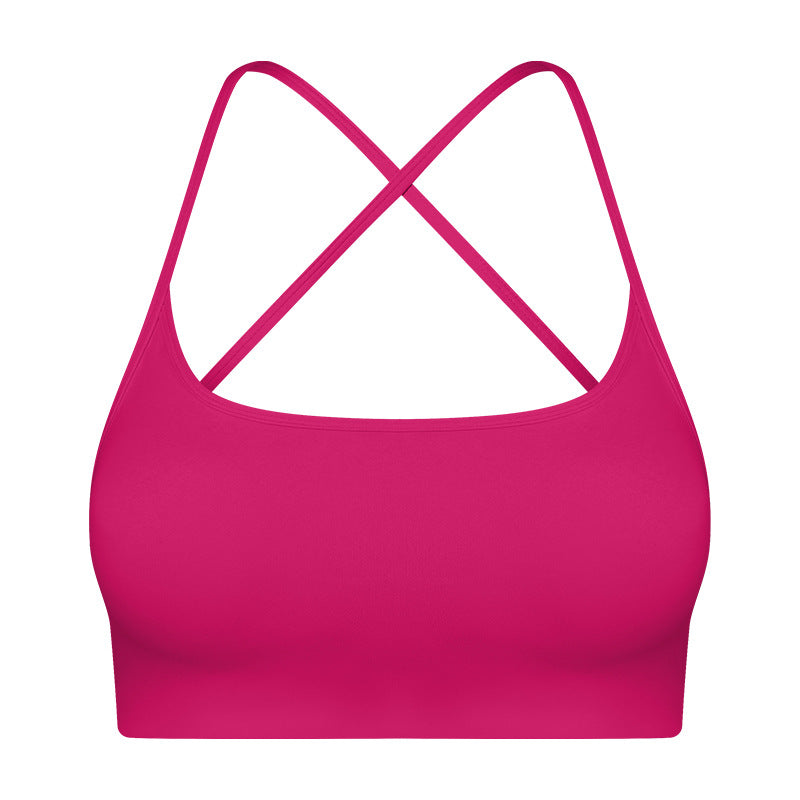 Summer Outdoor Wear Crisscross Back-enhancing Sports Bare-feel Bra With Thin Straps