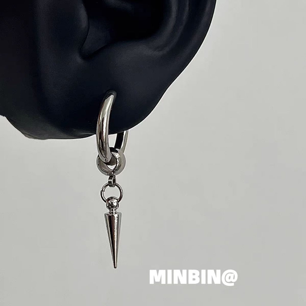 Titanium Steel Stud Earrings, Cool Hip Hop Punk Hoop Earrings For Men & Women, High-End Neutral Unisex Fashion Ear Jewelry