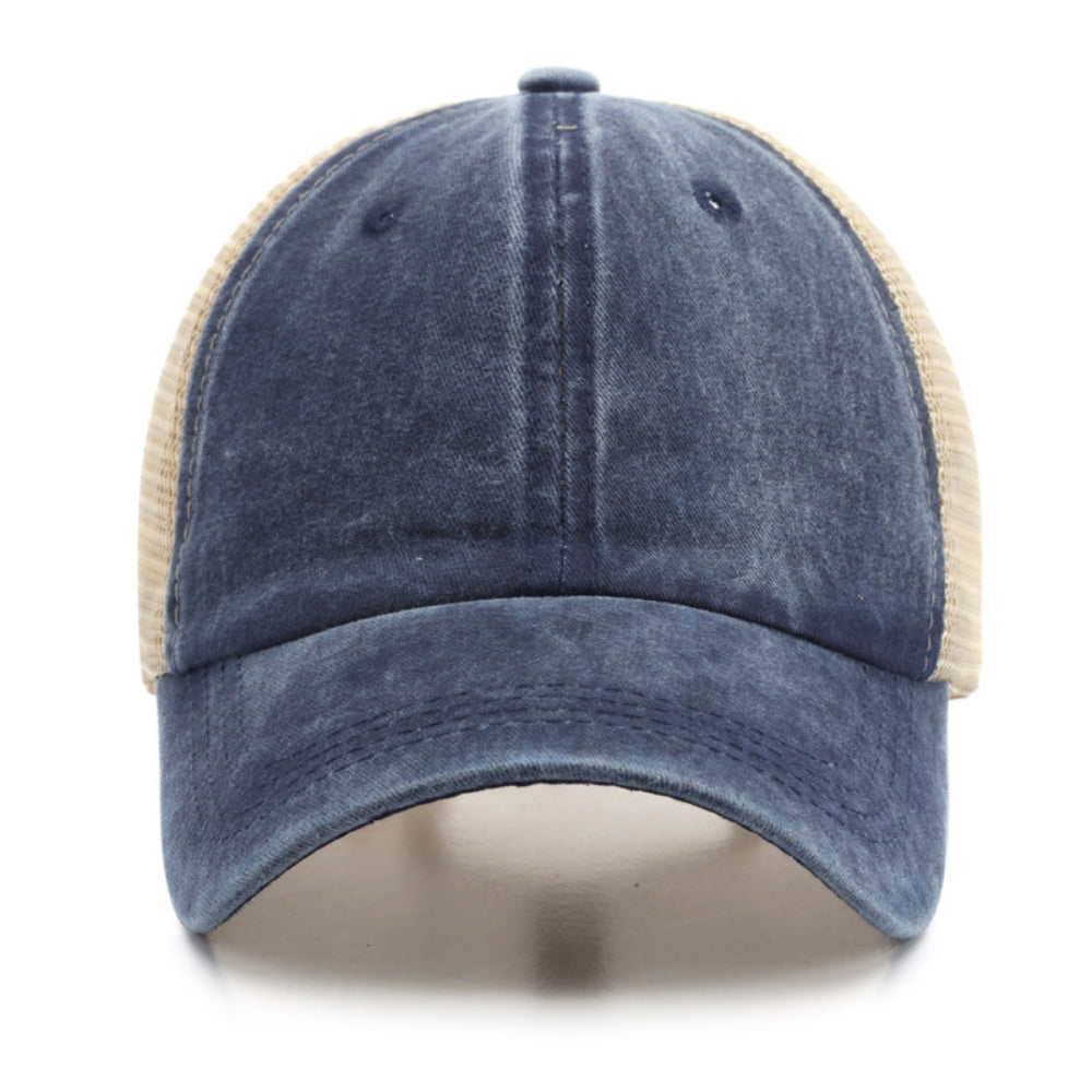 Color-matched Adjustable Patchwork Mesh Fabric, Lightweight And Breathable, Washable And Distressed, Simple And Fashionable Baseball Cap, Suitable For Daily Exercise And Outings.