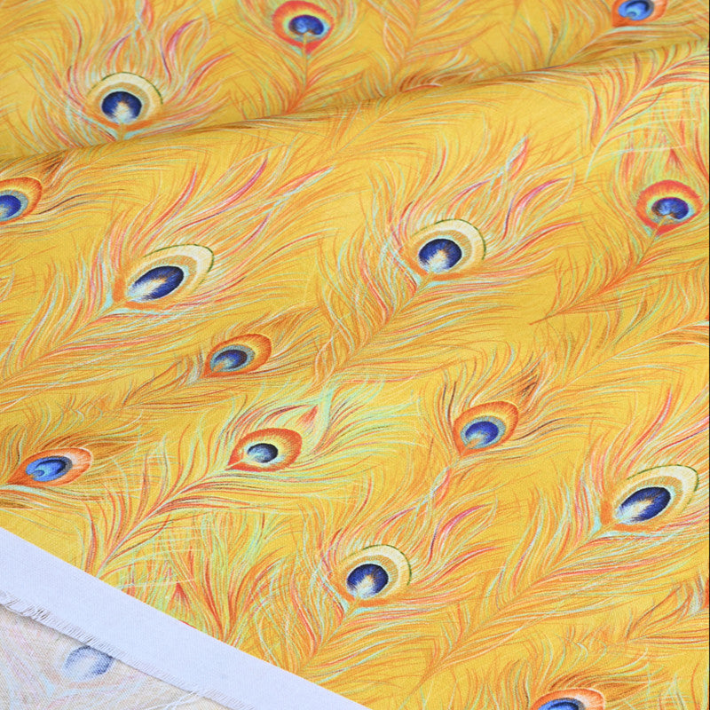 Plain Digital Cotton Fabric Scandinavian Golden Feather