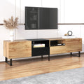 Moderner TV-Stander Mit Schwarzem Und Holzfarbenem Design  Geraumiger Stauraum, Robuste Konstruktion