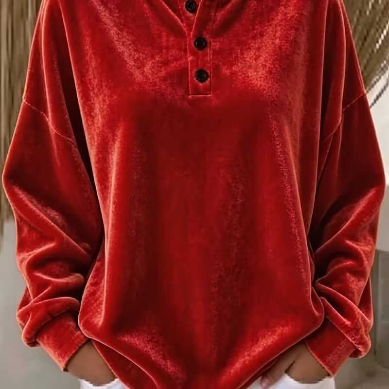 New Loose-fitting Velvet Button Casual Fashion Sweatshirt