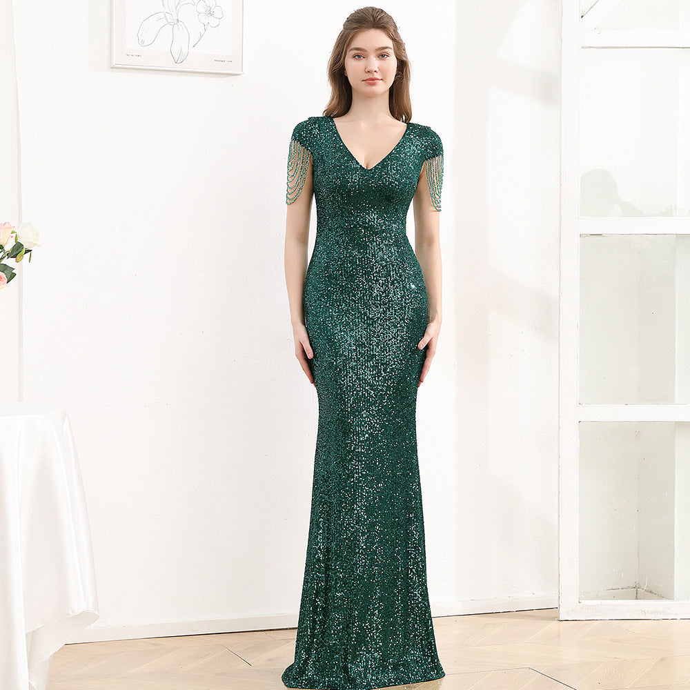 Women's A- Line Craft Bead Sequins Dress