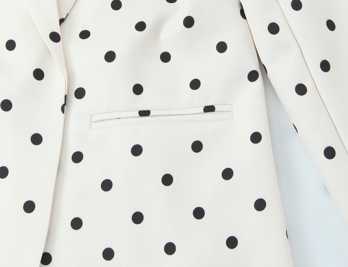 European And American-style Chic Minimalist Polka-dot Blazer With No Buttons