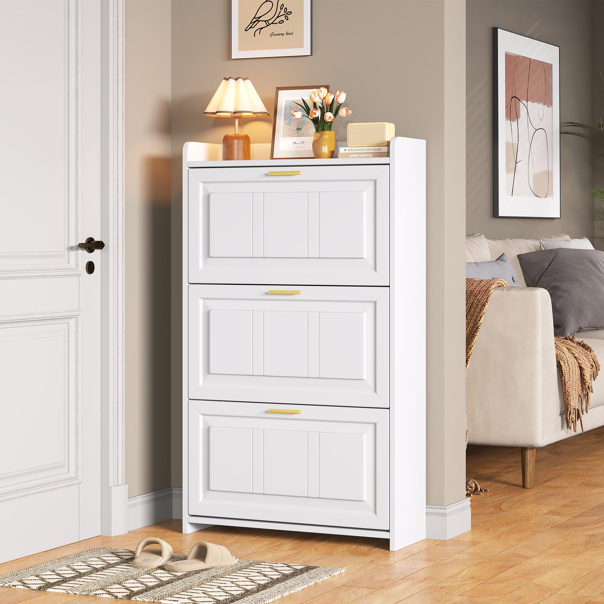 70x24x120cm Shoe Cabinet Shoe Rack, With 6 Compartments, Cabinets Shoe Cabinets Shoe Tall Cabinets,Can Be Placed In Hallways, Doors, Living Rooms And Offices,MDF Chipboard, White