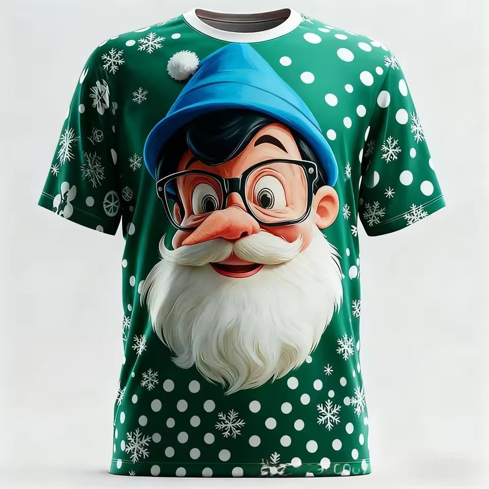 3D-printed Summer Short-sleeve T-shirt For Christmas Eve And Christmas