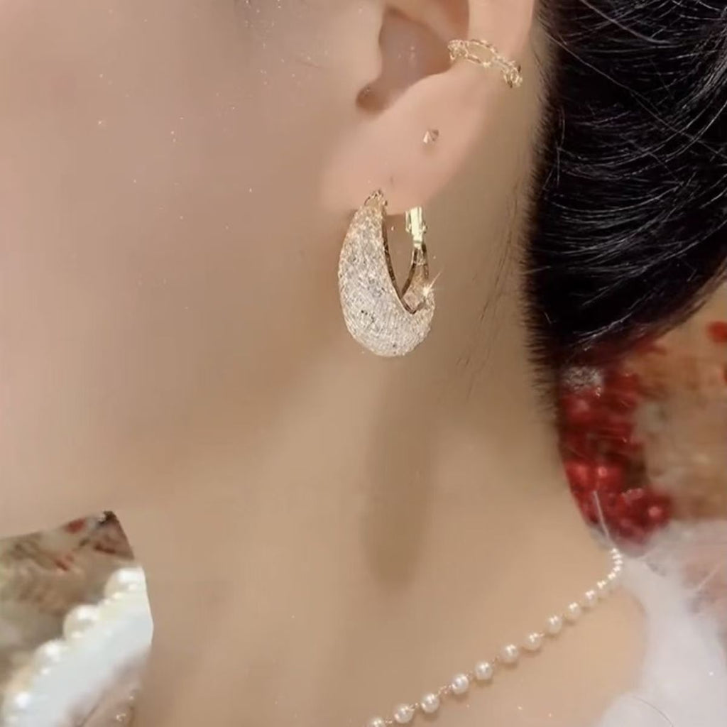 Vintage Hong Kong Style Light Luxury High-End Hollow Mesh Elegant Personalized Earrings, Niche Unique Spring & Summer Ear Jewelry For Women