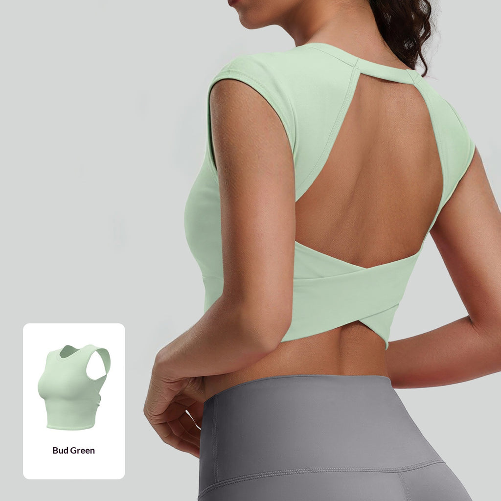 Hollow-out Knotted Vest With Detachable Padded Bra For Women
