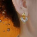 2026 New Korean Sweet Tiny Gold Rhinestone Heart Earrings For Women, High-End Fashion Elegant Stunning Daily Ear Jewelry