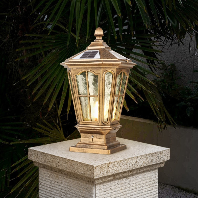 Pillar-top Solar-powered Outdoor Waterproof Lamp For Courtyards