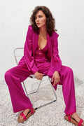 Halterneck Vest Set Lace-up Skirt Trousers Drape Satin Suit