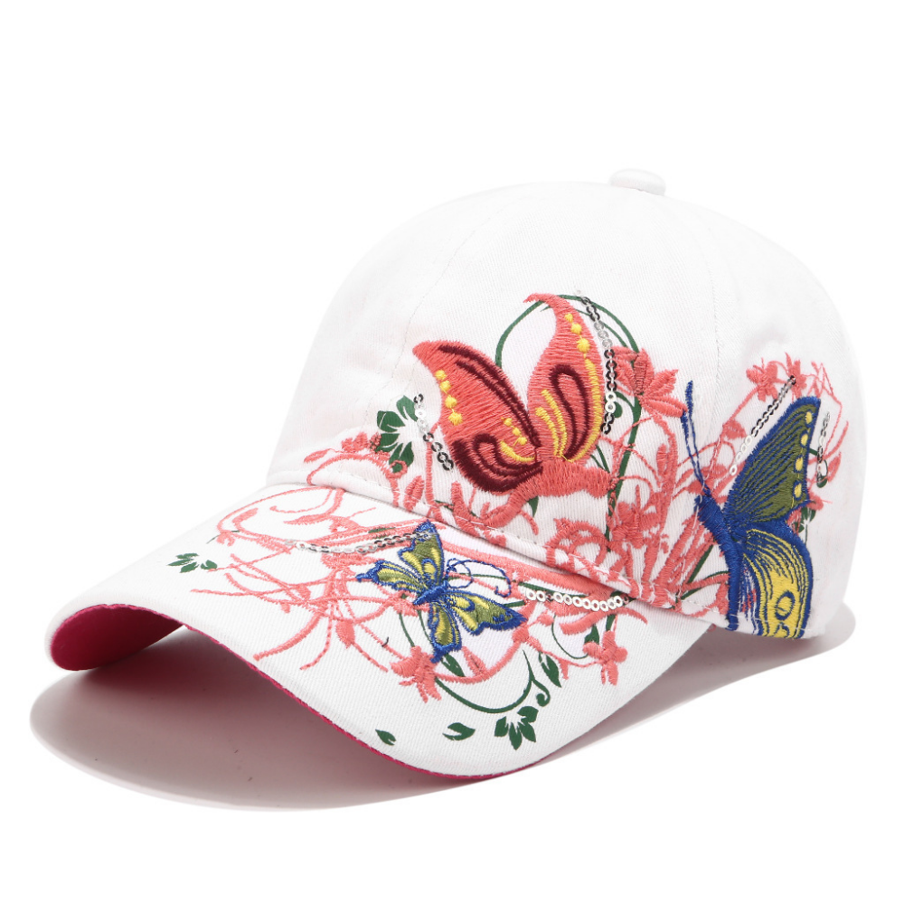 Summer Women's Embroidered Flower And Butterfly Sequin Fashion Trend Sun Hat For Outdoor Outings, Summer Shopping, Vacation - Versatile Hat