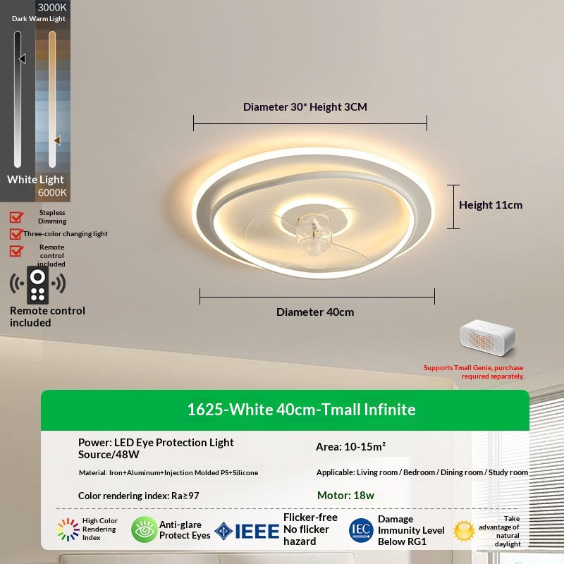 Ultra Thin Bedroom Fan Light Integrated With High-end Feel And Creamy Breeze