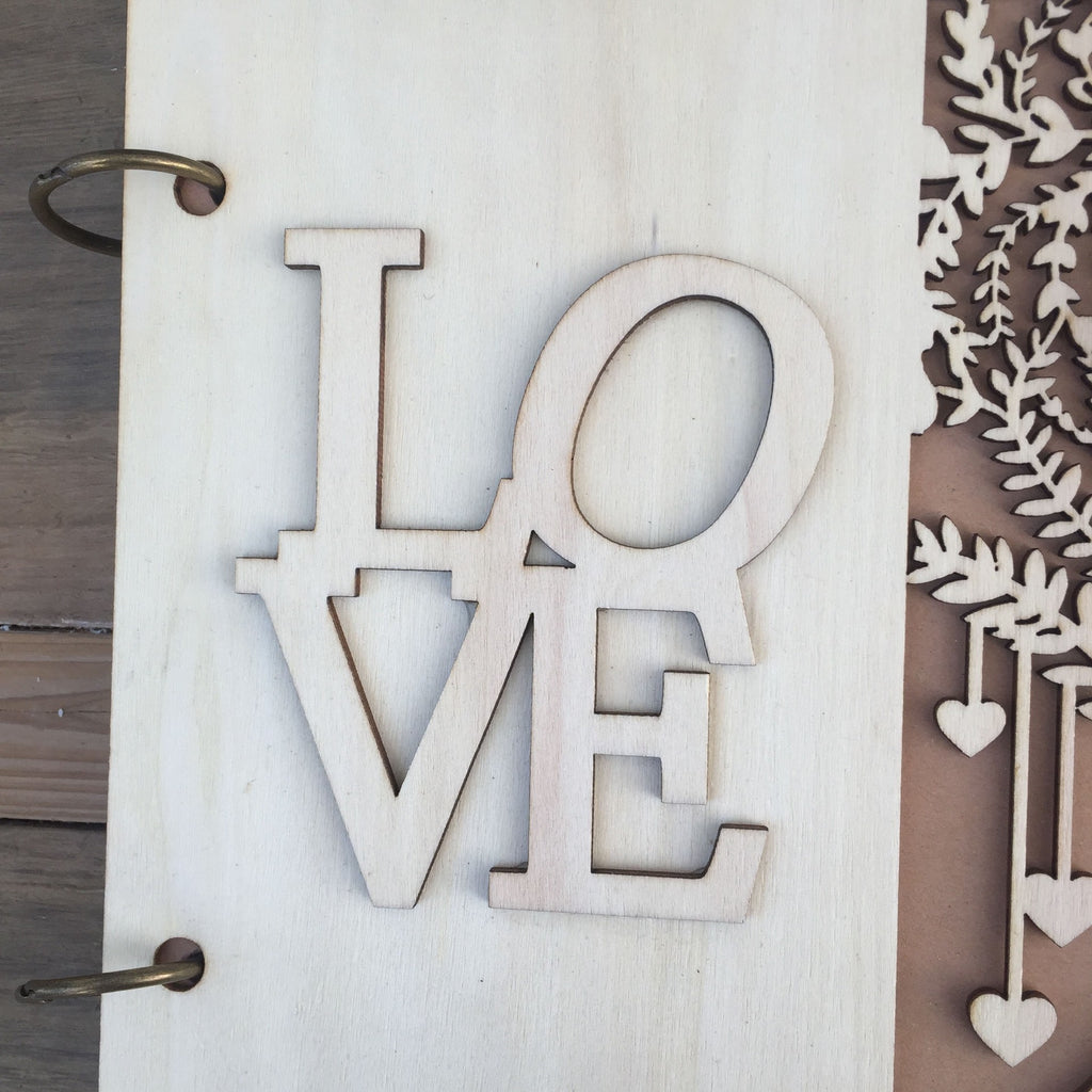 Wooden Wedding Guest Book, 3D Cutout Love Tree Photo Album, Wedding Day Memory Scrapbook With Birdcage Photo Frame, Wedding Party Keepsake Sign In Book