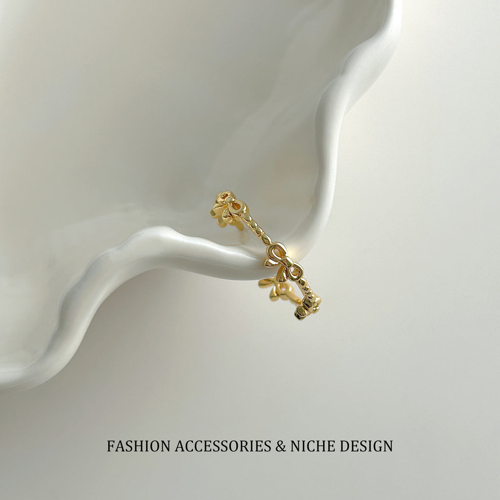 Korean Style Hollow Bowknot Open Ring - Women's Sweet Minimalist Design Adjustable Index Finger Jewelry