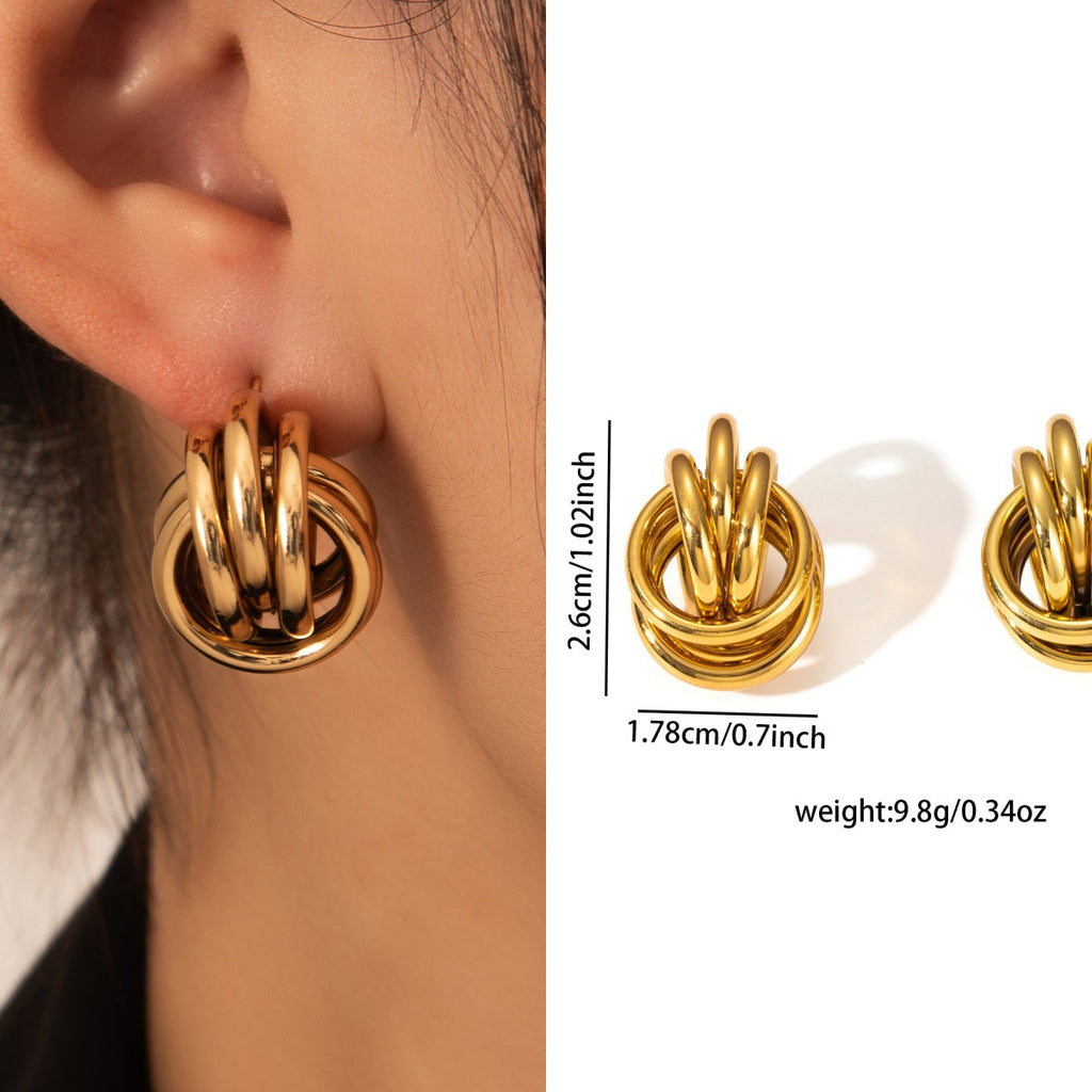Gold Stainless Steel Earrings For Women, Niche Light Luxury Fashion High-End Tarnish Resistant Titanium Steel Ear Jewelry