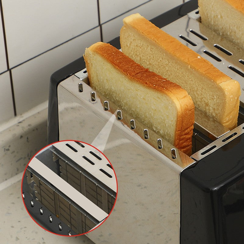 Kitchen Toaster 4 Slice Steel Variable  Defrost Reheat Extra Wide Slot