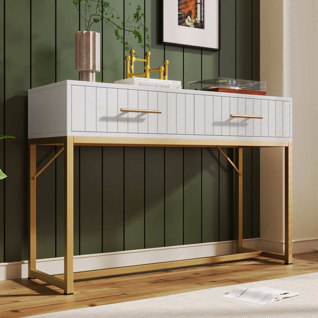 Dressing Table With 2 Drawers 75cm Height ,Chest Of Drawers Bedroom Highboard White Sideboard Drawer Chest Of Drawers Chest Of Drawers For Bedroom, White -H75  W100  D45 Cm