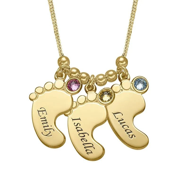 Simple Mother's Day Anklet Necklace With December Birthstone Engraving