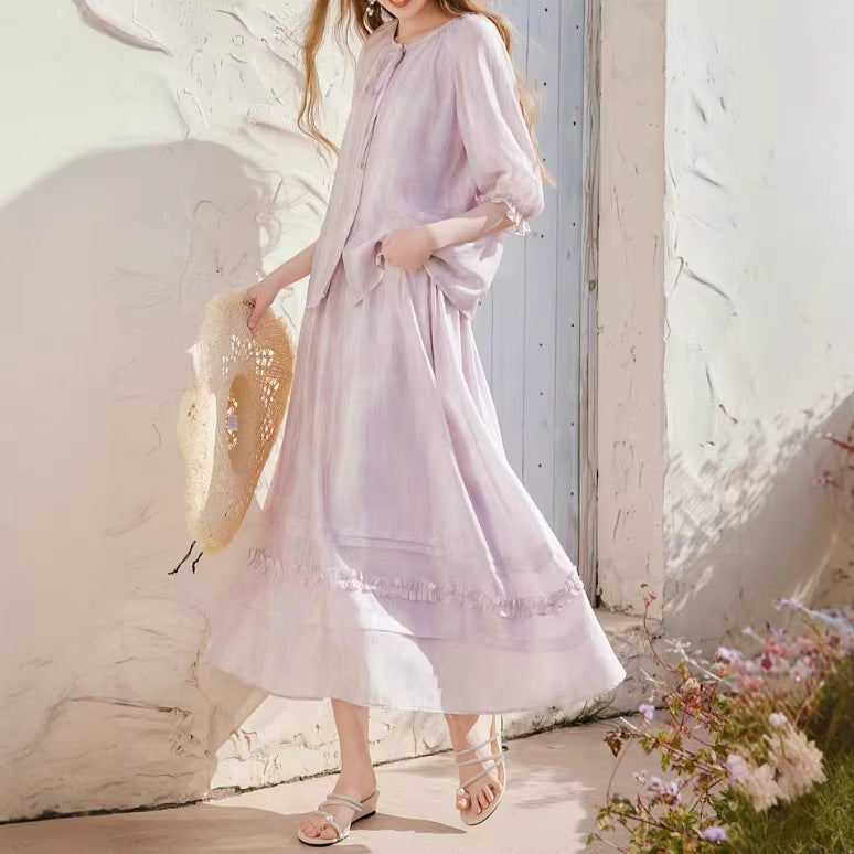 Womens Fashionable Top And Skirt Two-Piece Set