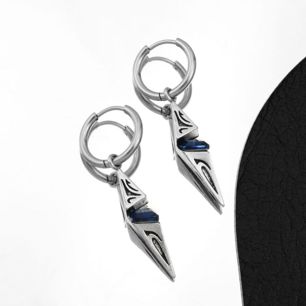 Starburst Rhombus Zircon Huggie & Clip On Earrings, Ins Geometric Unisex Trendy Designer Ear Jewelry