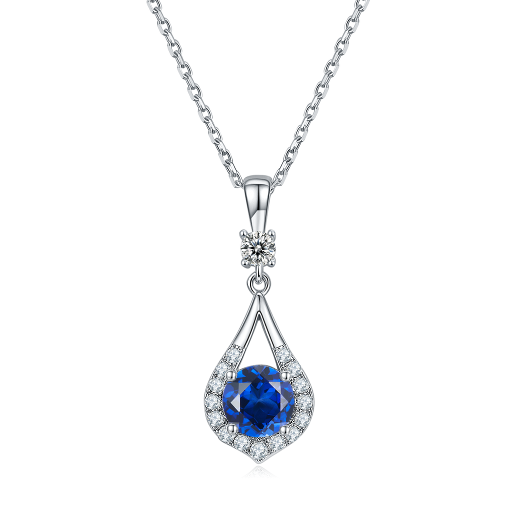 S925 Sterling Silver Teardrop Halo Necklace, 1ct D-VVS1 Moissanite & Lab-Grown Gems, Platinum Plated 1.7g With GRA Certificate Gift Box